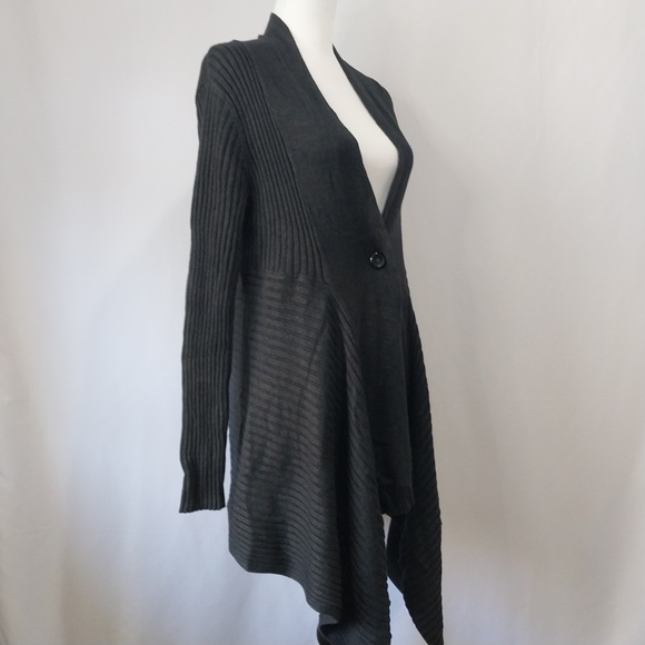 Old Navy Black Open Front Button Lock Ribbed Asymmetric Long Sleeve Card… - Picture 10 of 11